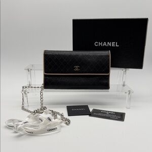 Chanel TriFold Long Wallet on Chain - 2008 Caviar Leather